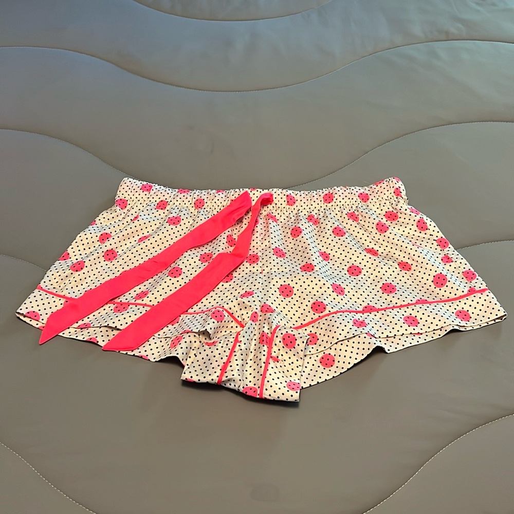 Satin PJ Shorts with hot pink polka dots & bow